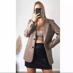 ZARA Faux leather oversized blazer
